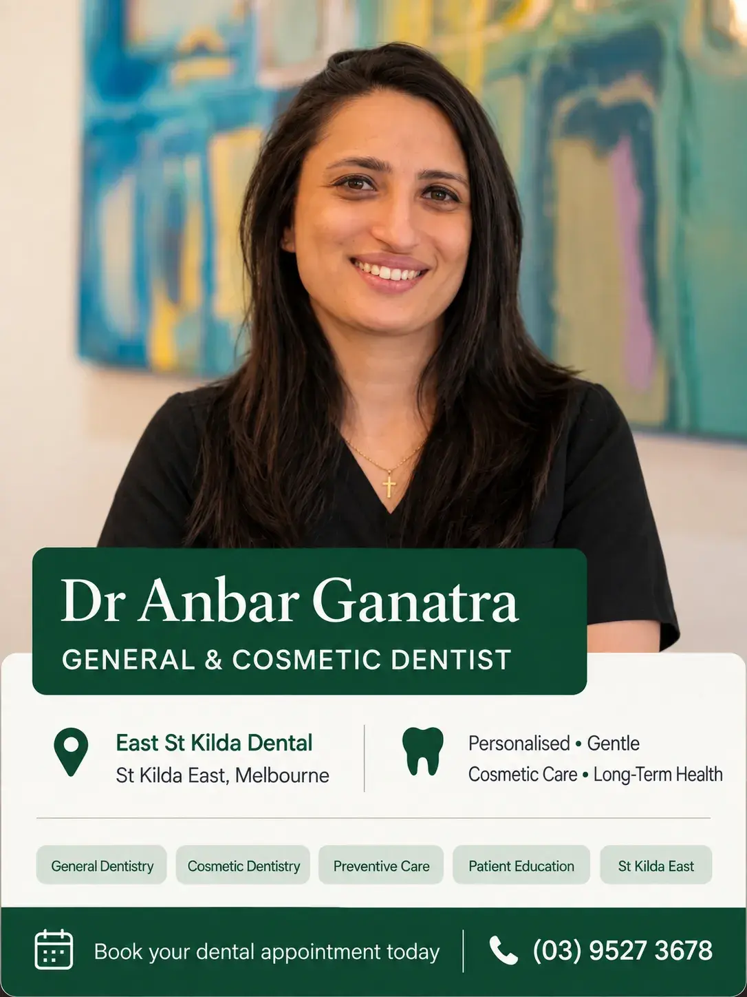 Dr Anbar Ganatra, Cosmetic & General Dentist at East St Kilda Dental