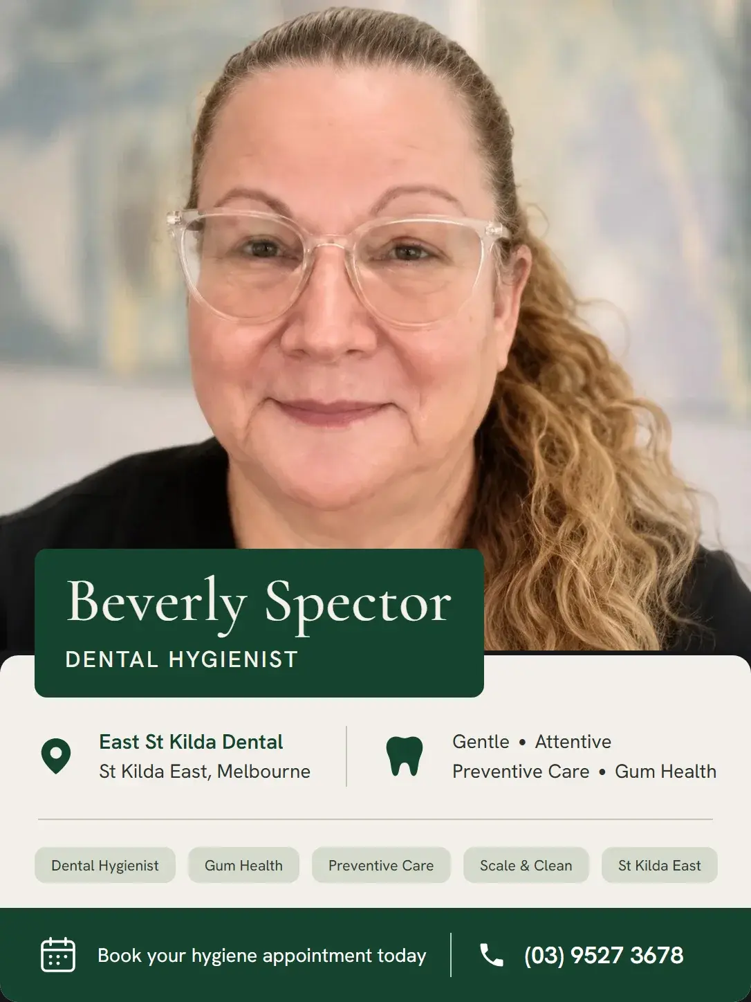 Beverly Spector, Dental Hygienist at East St Kilda Dental