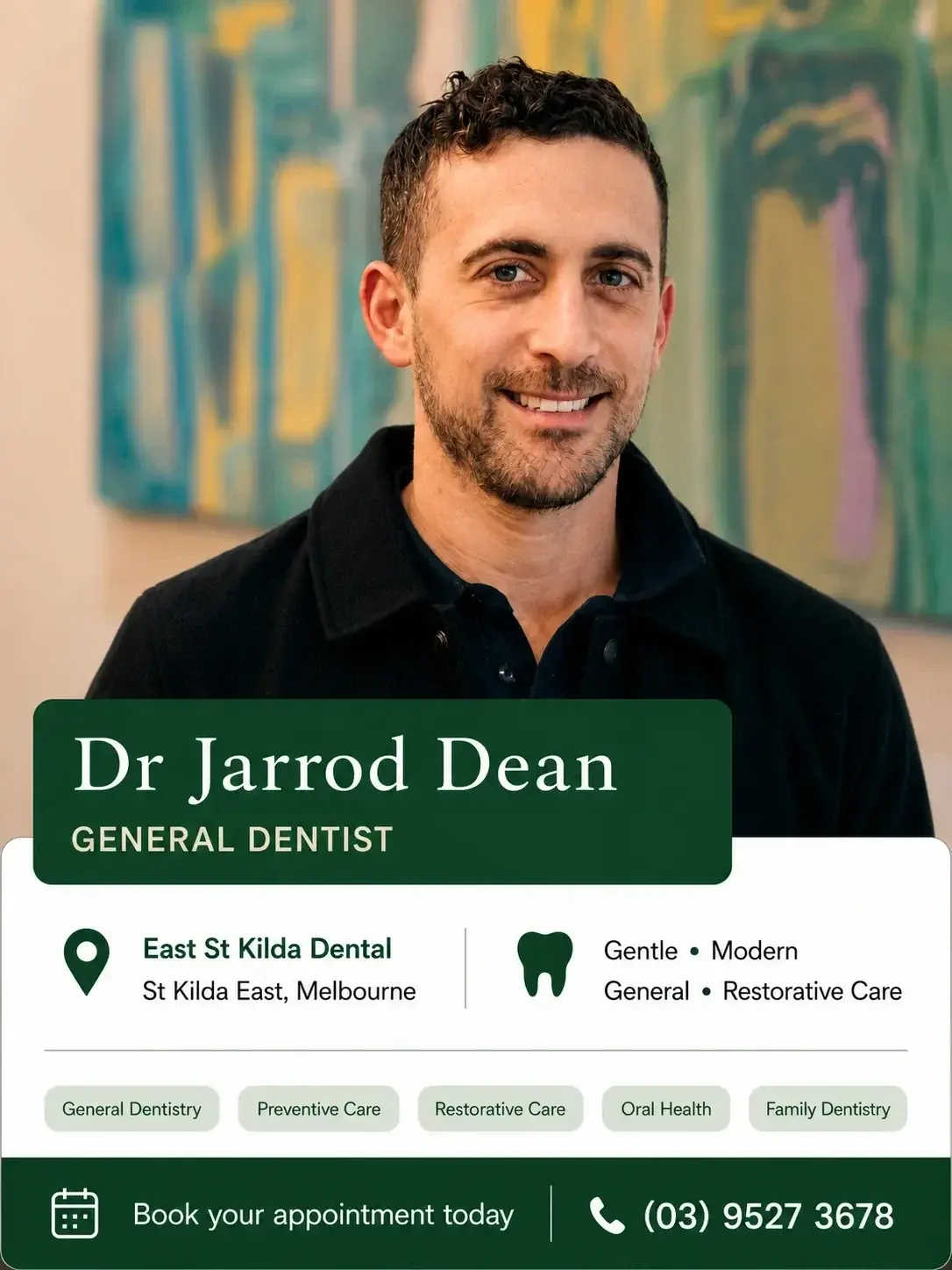 Dr Jarrod Dean, Dentist at East St Kilda Dental